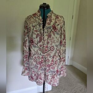 BCBGMaxAzria Floral Jumpsuit in Cream and Pink